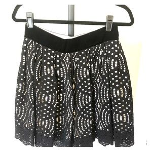 JUST CAVALLI Black Eyelet Lace Mini Skirt Sz 6